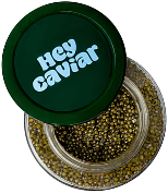 Illustration of an open can of product Hey Caviar