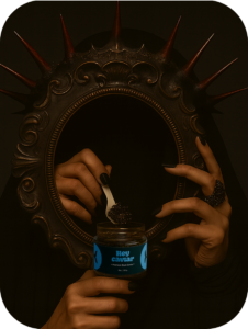 Luxury snacks meant to be eaten now – person eating Hey Caviar black caviar from the jar with a spoon