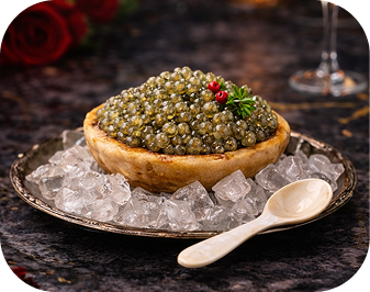 Sevruga caviar small beads and pronounced salinity