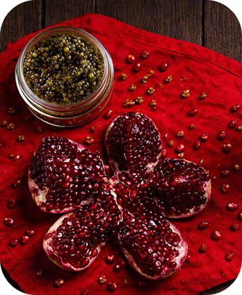 Sturgeon caviar storage and freshness after harvest in a refrigerated caviar jar