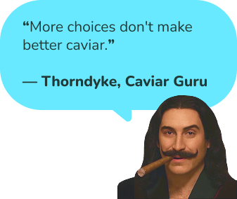 Thorndyke explaining why trust matters more than selection when buying caviar online